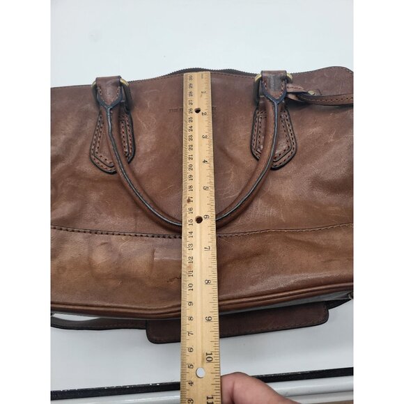 FRYE Jamie Satchel Brown Leather Double Handle Travel Work Bag Purse - Picture 8 of 12
